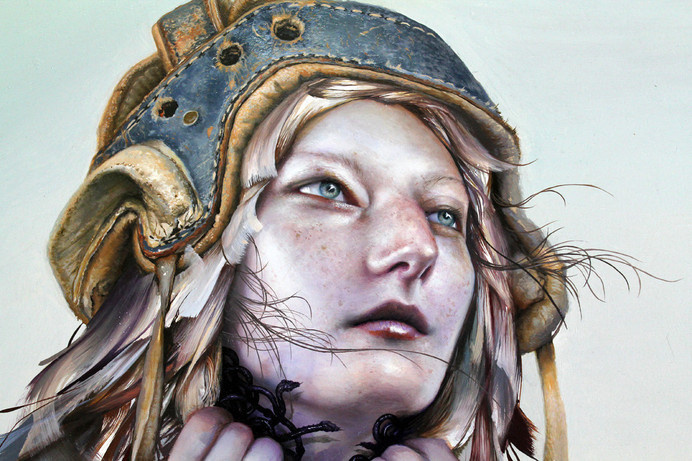 "Perverse Foil": Studio Visit with Karen Hsiao and Dan Quintana | Hi-Fructose Magazine #woman #design #unusual #hair #illustration #portrait #hat #painting #art #beauty