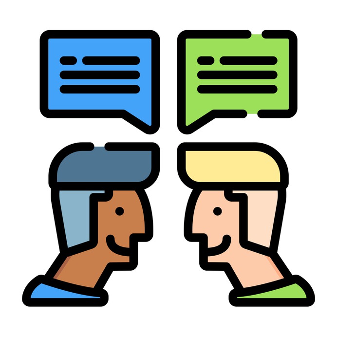 See more icon inspiration related to talk, conversation, chat, negotiating, chatting, users, communications, speech bubble, bubble speech, message, interface, communication and people on Flaticon.