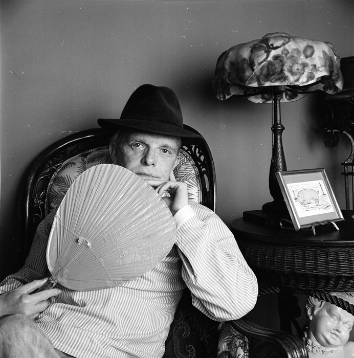 Author, screenwriter and playwright Truman Capote photographed in his United Nations Plaza residence in 1980
