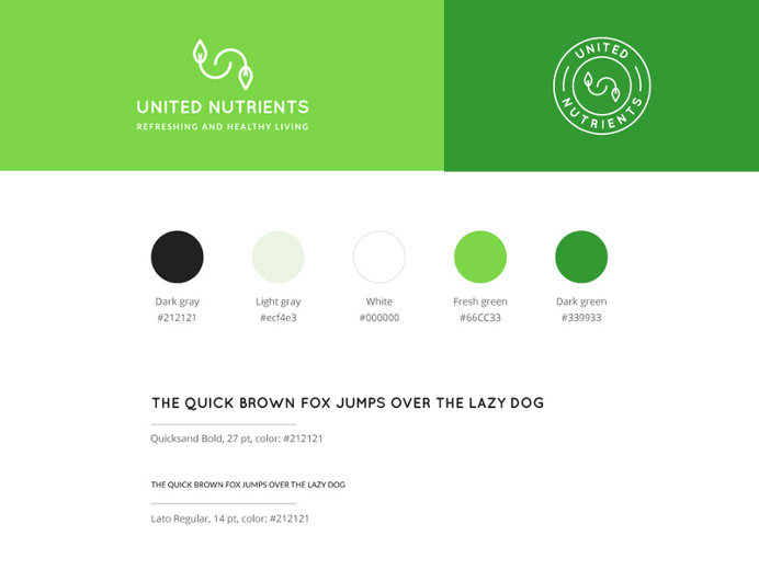 Branding design with logo in two versions, color palette and typography. #branding #guide #logo @organic @color #palette #typography