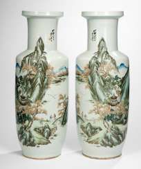 Pair of large vases with landscape decor #Sets #Tea sets #Porcelain sets #Antique plates #Plates #Wall plates #Figures #Porcelain figurines #porcelain
