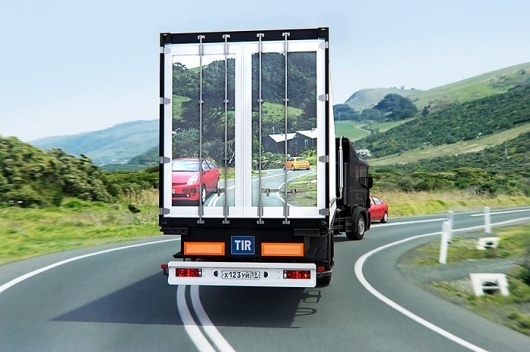 Transparentius road view transmitting system (concept) #lebedev #road #trucks #concept #studio #art #russia #highway