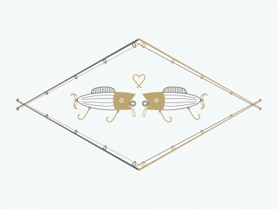 Dribbble - Fishin' Love by Blake Suarez #line #fish #poles #fishing #love