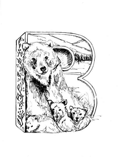 B is for Bear - Micron Drawing #illustration #B #Bear #micron #letter #alphabet #grizzly