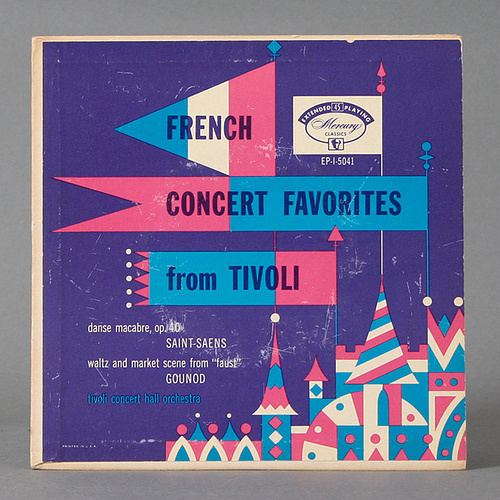 French Concert Favorites from Tivoli Record Cover #geometry #modern #record #cover #illustration #vinyl #mid #vintage #french #century #castle