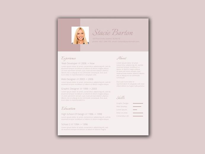 Free Female Resume Template with Feminine Style