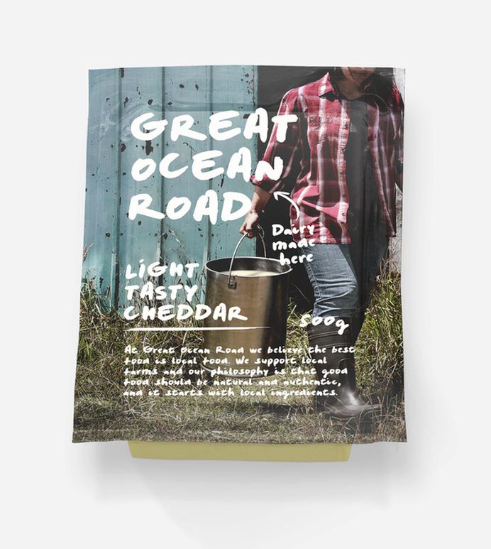 Great Ocean Road Dairy #ocean #warrnambool #dairy #cheese #packaging #cheddar #road #and #great #typography