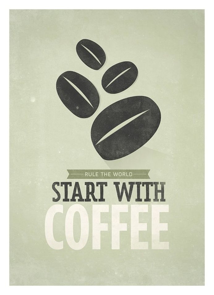 Coffee quote poster Start with Coffee Retrostyle by NeueGraphic #print #neuegraphic #poster #art #coffee #typography