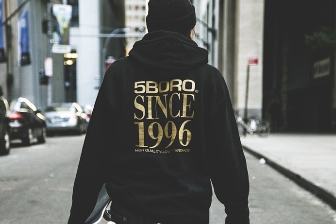 5BORONYC Holiday Lookbook 5B VHS Stack Hood #retail #5boro #streetwear #typography