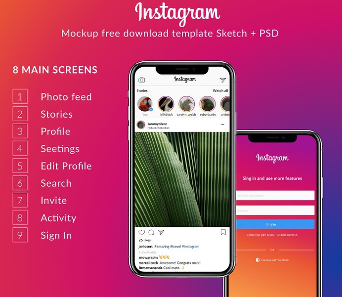 Essential Instagram Mockup PSD Free