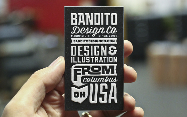 Bandito Card 2 #white #business #card #letterpress #black #and