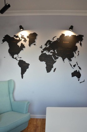 Wall Map of the World Big Wood Wall Art Map Living Room Office New Home Wall Decor Black Wall Decor - gifts for father to be