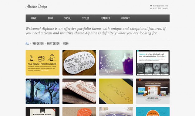 Alphine homepage psd Free Psd. See more inspiration related to Portfolio, Psd, Blog, Wordpress, Homepage and Horizontal on Freepik.