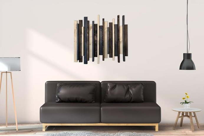 Unique Wooden Wall Art Gray and Brown image 0