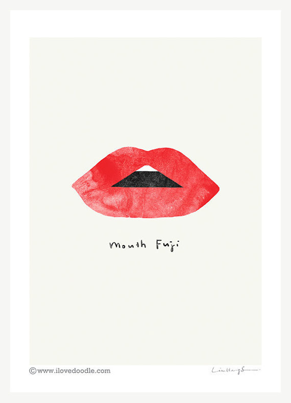 Mouth Fuji Art print by ilovedoodle on Etsy #simple #graphic #poster