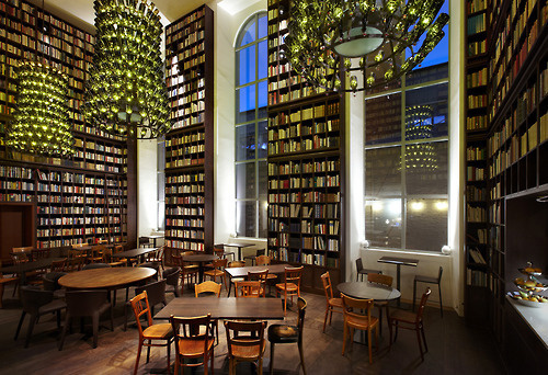 CJWHO ™ (Library Lounge at B2 Boutique Hotel + Spa">) #design #interiors #wood #photography #library