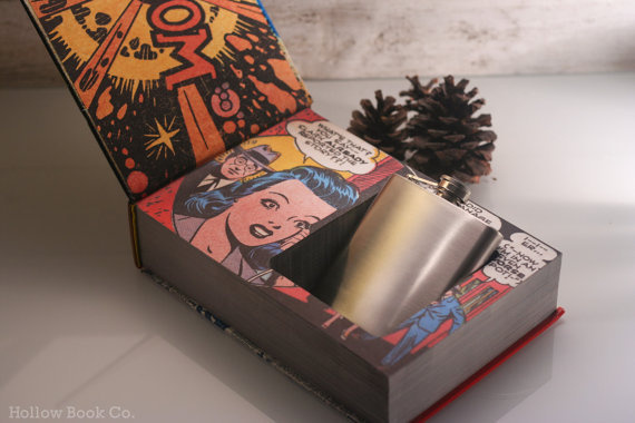 Hollow Book Safe and Whiskey Hip Flask The Golden Age of DC Comics #kidd #chip #books #book #lane #comic #hollow #lois #superman
