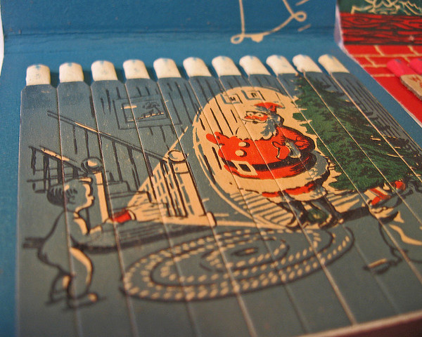 Inside a vintage jumbo matchbook | Flickr Photo Sharing! #illustration #matches #santa