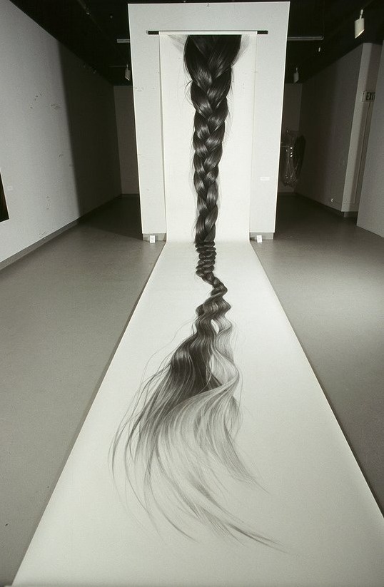 Hair Drawings and Installations by HONG CHUN ZHANG #art #installation