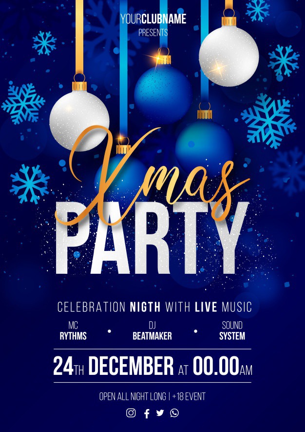 Realistic christmas party poster ready to print Vector