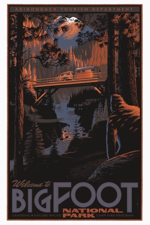 Bigfoot_regularfus.jpg 500×750 pixels #foot #big #free #acid #park #illustration #poster #national