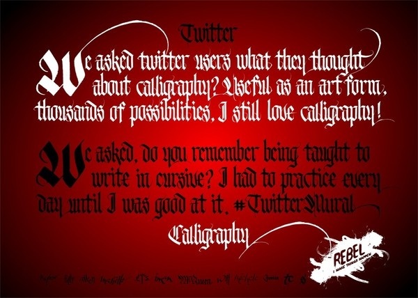 Twitter vs Calligraphy Mural #calligraphy #lettering #mural #gothic #twitter