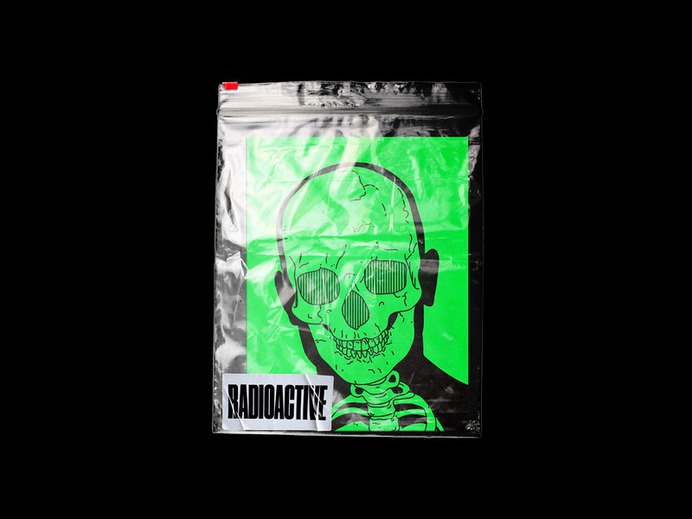 RADIOACTIVE plastic mockup brutalism poster skull type typography graphic illustration design