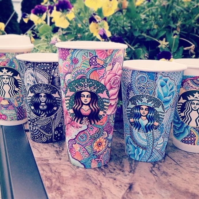 Creative Art Work: Turn Starbucks Cups Into Beauty Art #artwork #illustrations