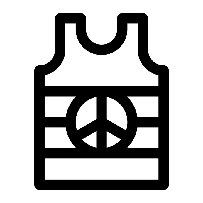See more icon inspiration related to peace symbol, shapes and symbols, tank top, garment, femenine, clothing, top, female, fashion, clothes and woman on Flaticon.