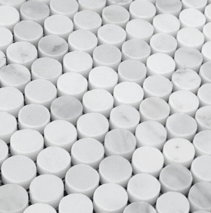 Carrara (Carrera) Venato Polished 3/4" Penny Rounds Mosaic Tile