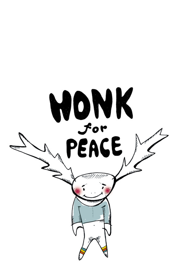 honk #deer #lettering #illustration #peace #hand #honk