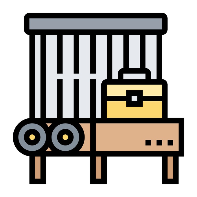 See more icon inspiration related to airport, shipping and delivery, conveyor, logistics, industrial, industry, factory, machine, security, suitcase, travel and technology on Flaticon.