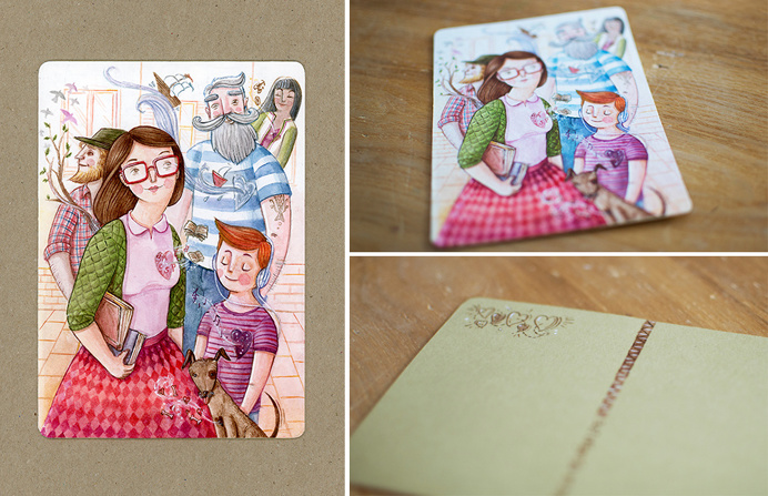 MAIL (HE)ART action - postcard from Magic Suitcase #postcard #illustration #watercolor #heart #people