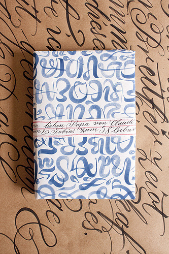 packaging for a birthdaypresent to my father | Flickr - Photo Sharing! #wrap #lettering #pattern #package