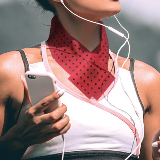 The Cooling Neck Wrap is a stylish way to help prevent heatstroke. By wearing it around your neck, it helps regulate your body temperature by keeping your main neck vein cool. An easy and convenient way to keep cool during the summer months.