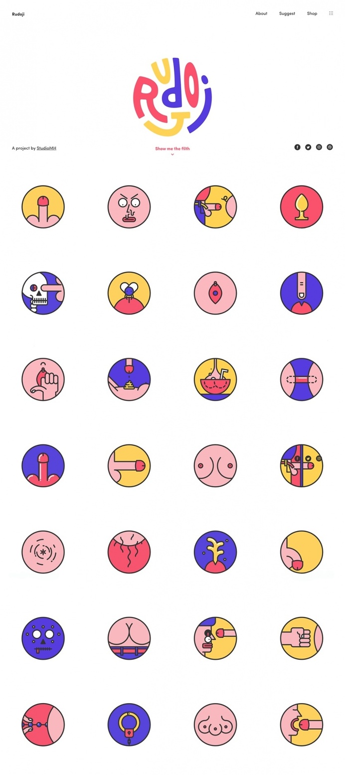 Rudoji - Mindsparkle Mag - Rudolji is a ongoing project by StudioMH which is a tribute to the emoji and all things sexual. The website is se