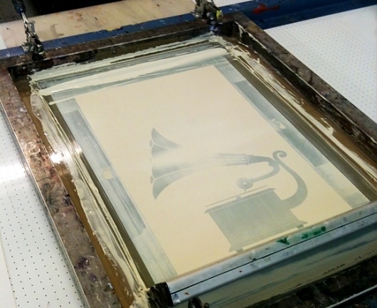 Made By Morris #printed #silkscreen #cream #gramaphone #hand