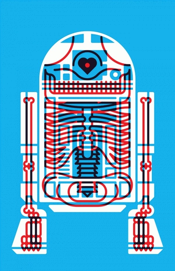KOMBOH #heart #white #red #design #artoo #illustration #blue #r2d2
