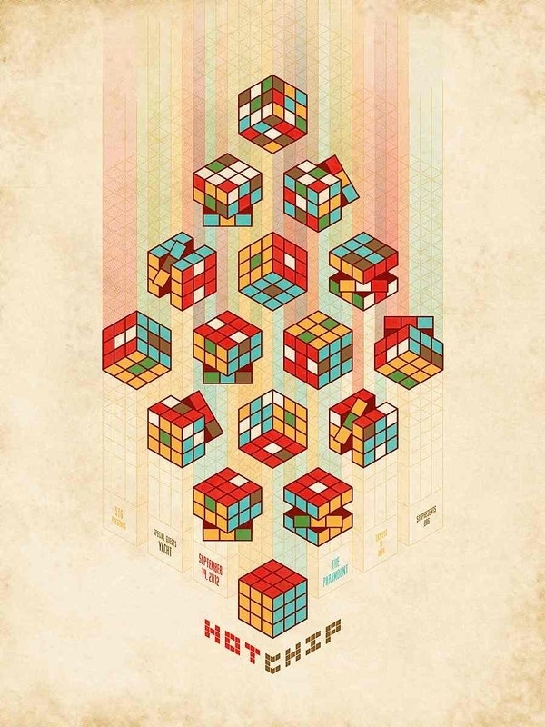 Awesome Poster Designs by DKNG #isometric #design #graphic #color #rubik #poster #cube