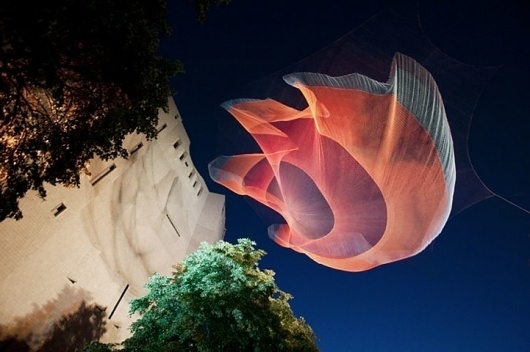 Giant Net Sculptures Color the Sky - My Modern Metropolis #janet #installation #by #art #echelman #net #neon