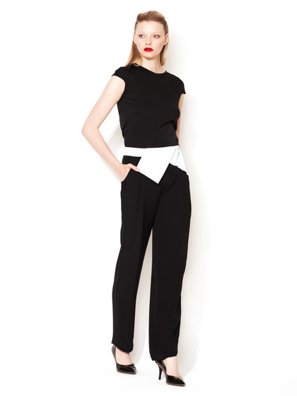 Colorblock Foldover Pant #white #and #black #pantsuit #fashion