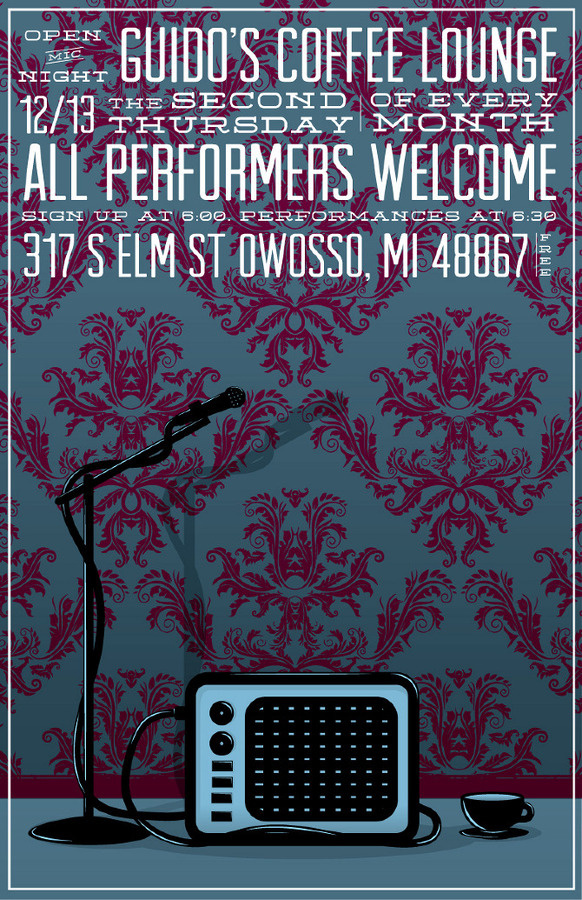 Open Mic Night Noah Mooney Design #music #gig #coffee #poster