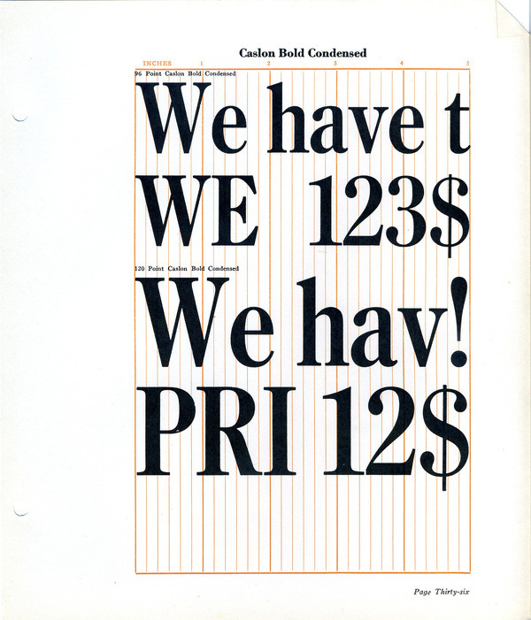 Caslon Bold Condensed type specimen #type #specimen