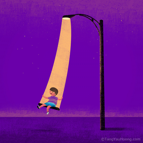 Swinging in the Light. | Flickr Photo Sharing! #kid #illustrations #ideas #night #purple #light