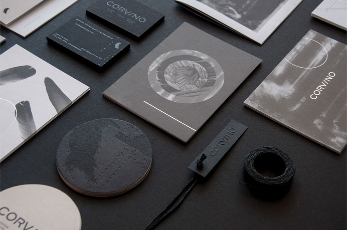 Corvino - Mindsparkle Mag The project of brand identity for Corvino was created by Design Ranch. The name Corvino, which means raven, provided the inspiration behind the color palette, textures and materials for this new restaurant. #logo #packaging #identity #branding #design #color #photography #graphic #design #gallery #blog #project #mindsparkle #mag #beautiful #portfolio #designer
