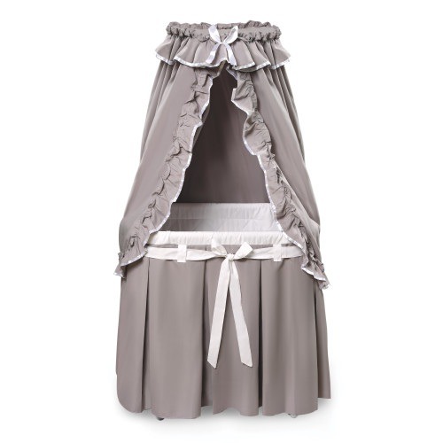 Majesty Baby Bassinet with Canopy - Gray/White Bedding