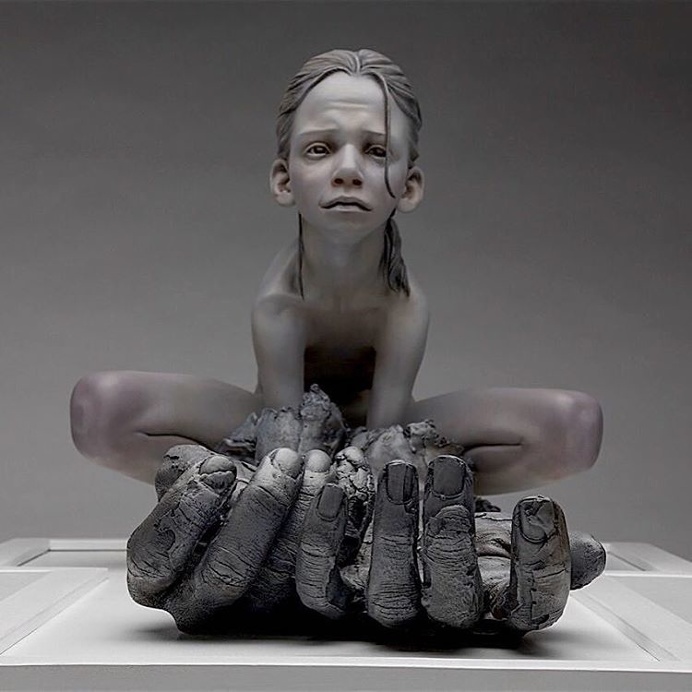 "Dress up, Frog legs"- Cast resin sculpture by Jesse John Thompson