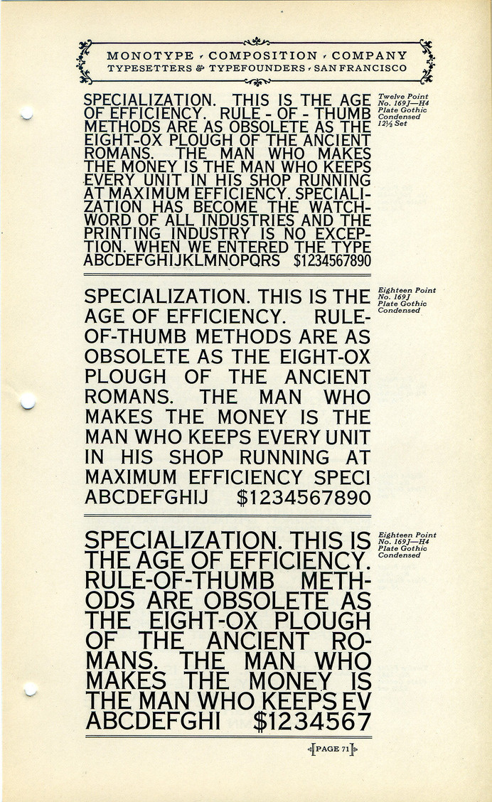 Plate Gothic type specimen #type #specimen