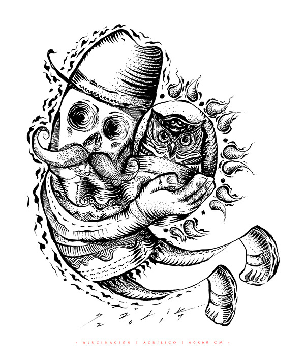 ALUCINACIÃ"N on Behance #flames #owl #mexicam #sadik #mexico #guanajuato #traditional #skull