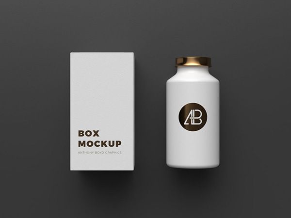 Copper Foil Bottle & Box Packaging Mockup #free #psd